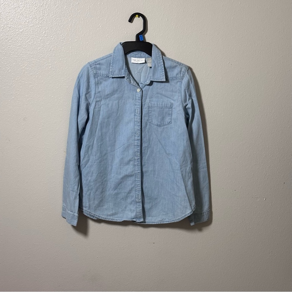 Children’s Place Girls Button Down Denim Shirt Long Size Size 10/12